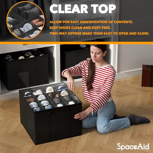 SpaceAid Shoe Organizer for Closet, 2 Pack Foldable Shoe Storage - Image 5