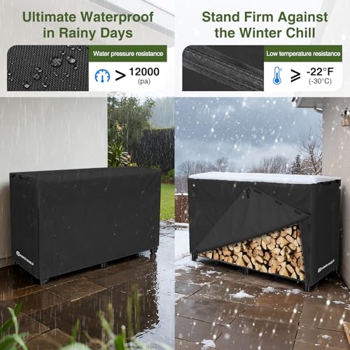 Porch Shield 8ft Waterproof Firewood Rack Cover (Cover Only) - Image 8
