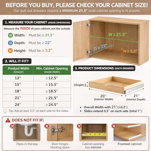 2 Set Wood Pull out Cabinet Organizer, Wood Color - Image 4