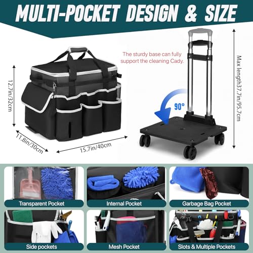 Large Rolling Cleaning Caddy Bag with Detachable Trolley, Full - Image 6