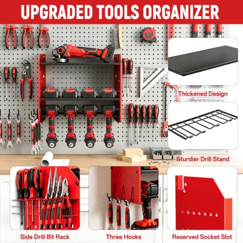 Power Tool Organizer Wall Mount, 4 Drill Holders - Image 5