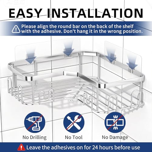 Menbyci 3 Pack Corner Shower Caddy, Adhesive Bathroo | All Products - Image 8