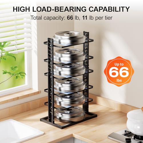 LAMU Pots and Pans Organizer for under Cabinet, 6-Tier Heavy Duty - Image 4