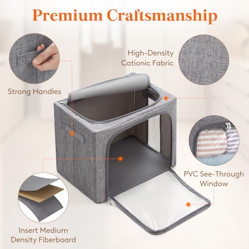 Lifewit 4 Pack Clothes Storage Bins with Metal Frame, Stackable - Image 4