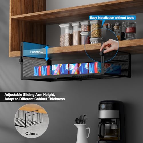 2Pack Expandable Under Shelf Storage Basket Organizer,Black - Image 4