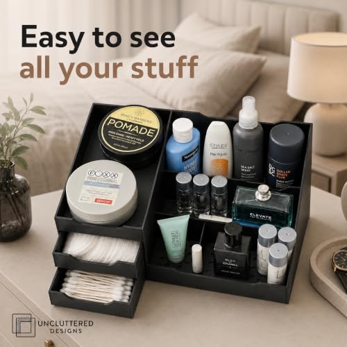 Uncluttered Designs Mens Cologne Organizer for Dresser, Black - Image 7