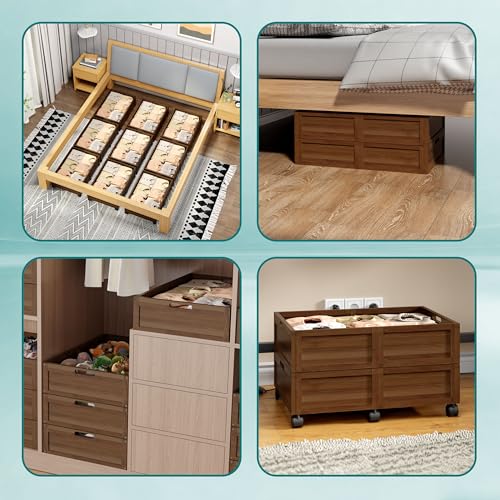 Under Bed Storage with Wheels, 2 Pack Bamboo Containers for Toy & - Image 4