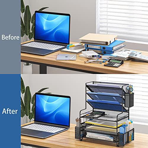 Simple Trending 7 Tier Desk File Organizer, Letter Tray Paper - Image 5