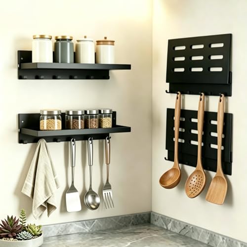 2 Pcs Folding Wall Shelf with Hooks 90° Foldable Shelf - Image 3