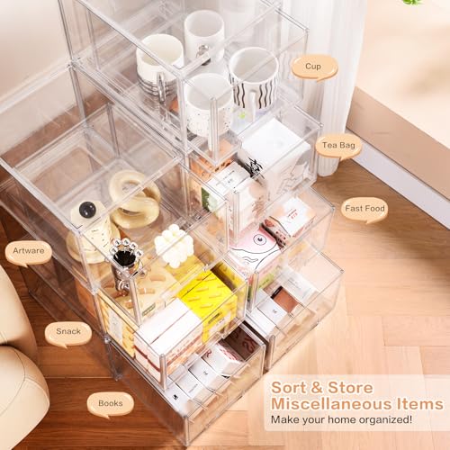 DILIBRA 2 Packs Large Stackable Storage Drawers, Plastic Clear - Image 5