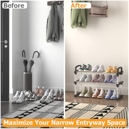 REBECAT Expandable Shoe Rack 2 Tier Stainless Steel Closet - Image 7