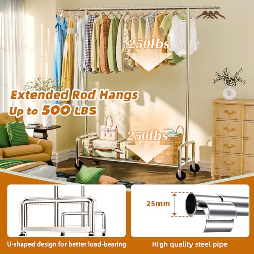 Simple Trending Rolling Clothes Rack, Heavy Duty Garment Rack - Image 3