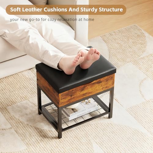 Shoe Storage Bench, Small Ottoman with Storage - Image 6