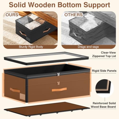 90L XXL Under Bed Storage with Wheels, 11'' Height Adjustable - Image 4