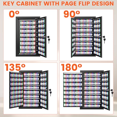 376 Keys Page Flip Key Lock Box Wall Mount with Numbered Hooks & - Image 4