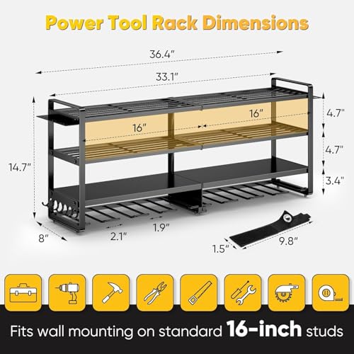 Large Power Tool Organizer Wall Mount,4 Layers Heavy Duty - Image 3