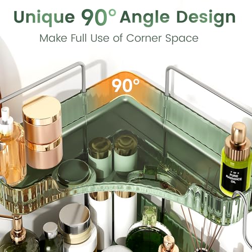 3-Tier Green Corner Organizer, PET Counter Storage with Hooks - Image 4