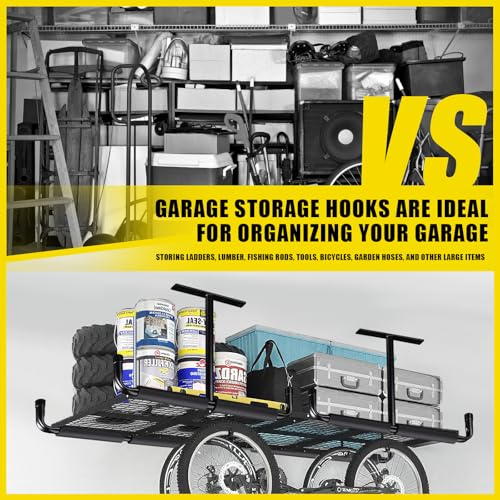 4 Pack Overhead Ceiling Hook Rack, Heavy Duty Ceiling | Garage Storage - Image 6
