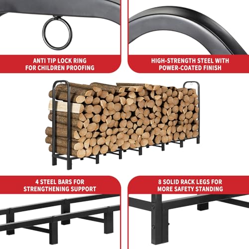 Kendane 8FT Firewood Rack Outdoor with Cover - Image 6