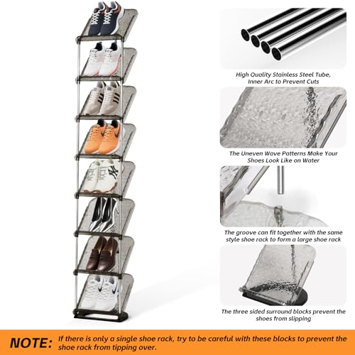 SMILHELTD Vertical Shoe Rack 8 Tiers Narrow Clear Sneaker - Image 5