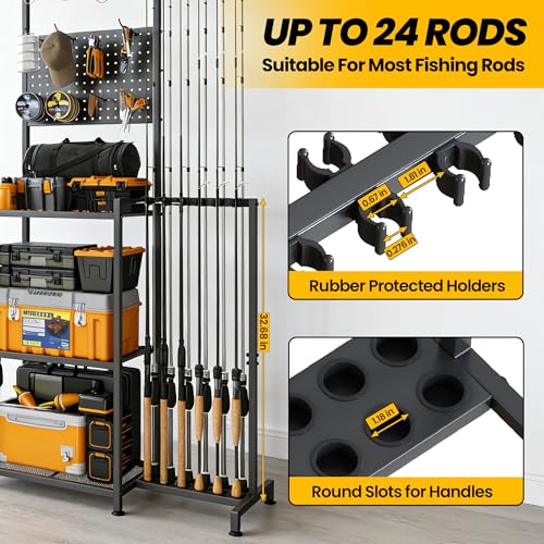 YQSLYSF Fishing Rod Holders for Garage with Pegboard & - Image 4