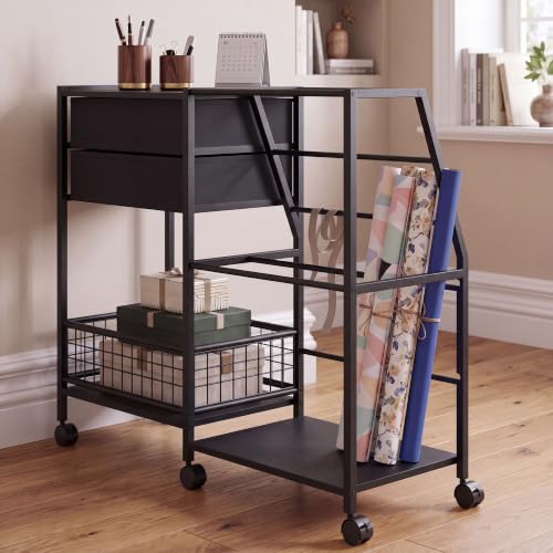 Rolling Gift Wrap Station with Drawers, 3 Tier Gift - Image 4