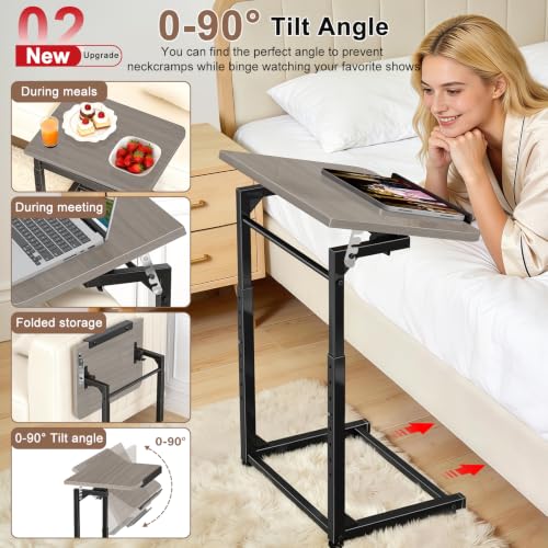 Upgrade Tv Tray Table, 8-Level Adjustable Height Couch Side Table - Image 5