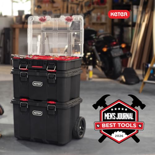 Keter Stack N Rolling Tool Box Modular Storage System 3 Piece - Image 4
