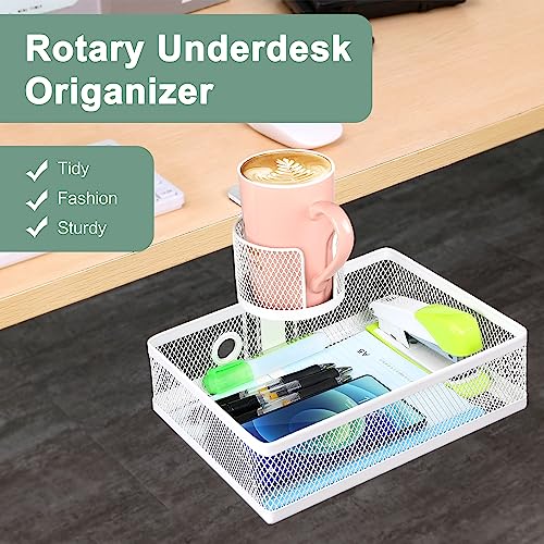ROSYLINE Rotary Under Desk Storage Organizer with Cup - Image 3