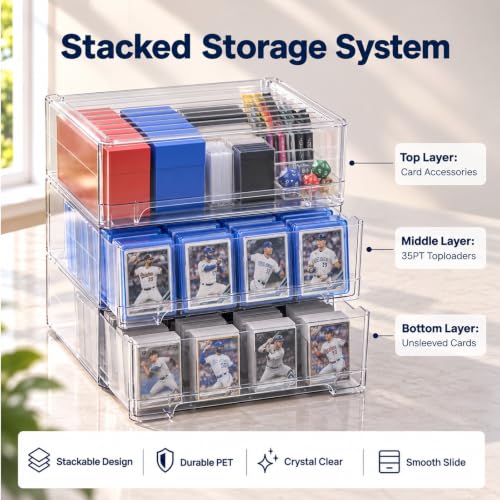 Toploader Storage Box, Clear Stackable Drawer Trading Card - Image 7