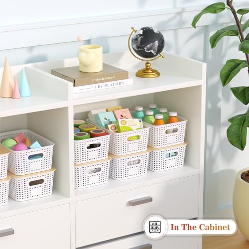 Ohmlove 6 Pack Plastic Storage Baskets with Bamboo Lids - Image 5
