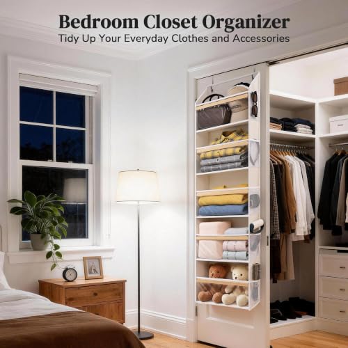 Eco-Bamboo Slim Over The Door Organizer, Narrow 5-Tier Storage - Image 4