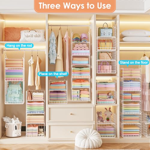 Yuyetuyo 6 Tier Raised-Height Hanging Closet Organizer, Stackable - Image 7