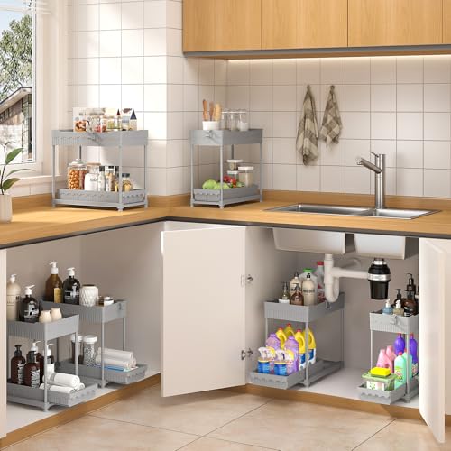 4-Pack 2-Tier Under Sink Organizer with Pull Out Drawers - Image 6