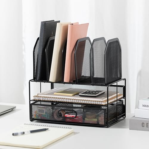 Amazon Basics Mesh Desk Organizer with Sliding Drawer, Double - Image 6