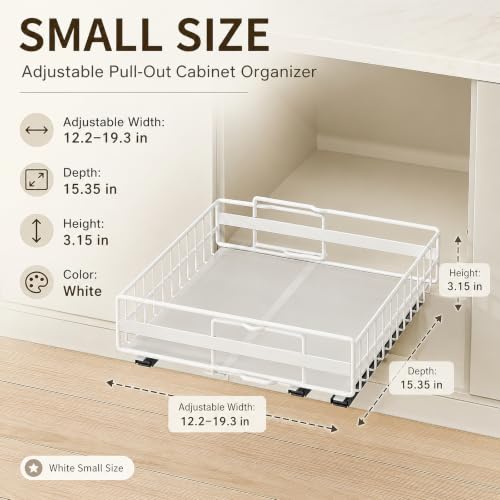 Pull Out Cabinet Organizer, Adjustable Kitchen Sliding Shelf - Image 3