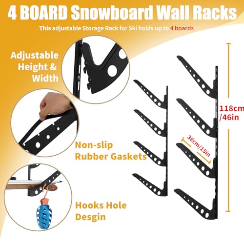 Snowboard Wall Racks, Adjustable Storage Rack for Ski - Image 3