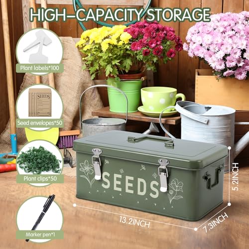 Seed Storage Organizer with Locking Lid, Metal Seed Packet - Image 4