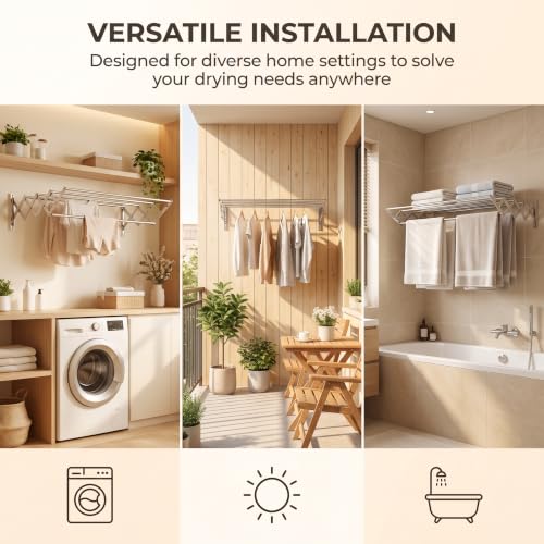 HILLHOUSE Wall Mounted Drying Rack Foldable Accordion - Image 6