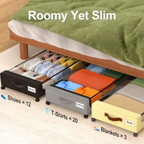 GoMaihe Under Bed Storage with Wheels 48L Grey 2-Pack - Image 6