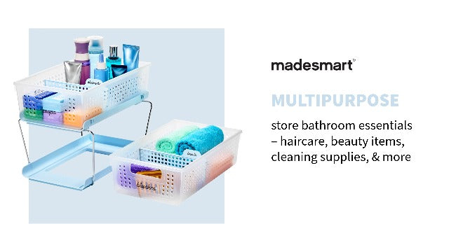 madesmart 2-Tier Under Sink Organizer with Pull-Out Drawers, Adjustable Dividers, Storage for Cleaning Supplies & Bottles, Carbon - Image 6