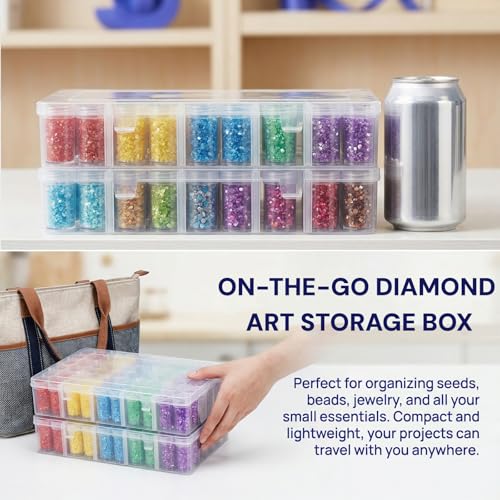 2 Pack Diamond Art Storage Containers, 120 Grids Beads - Image 6
