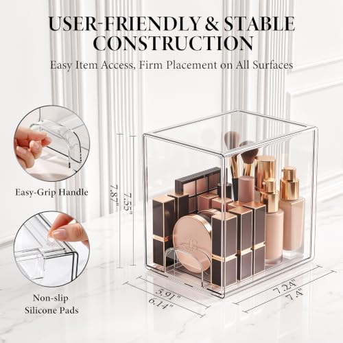 Clear Stackable Storage Drawers 2 Pack Bathroom Makeup Organizer - Image 3