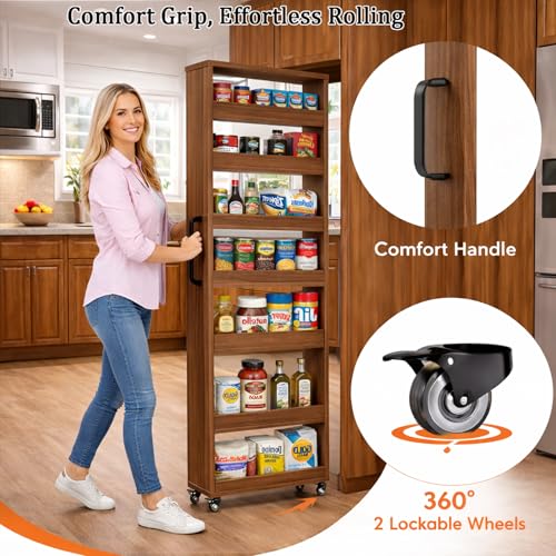 Beside Fridge Storage Slim Tall Cabinet - 7-Tier Tall - Image 5