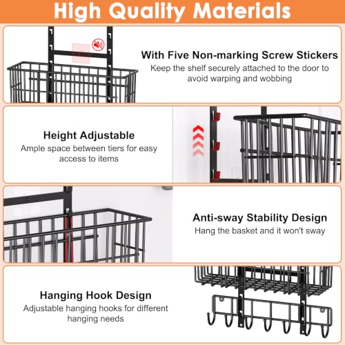 Hongtamoya Adjustable Over the Door Organizer, Metal Hanging Door - Image 5