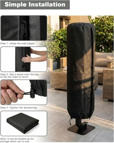 Deosk 15"D X 60"H Outdoor Fire Pit Cover Waterproof Windproof - Image 7