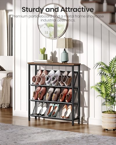 Shoe Rack, 4-Tier Slanted Shoe Storage Shelf - Image 5