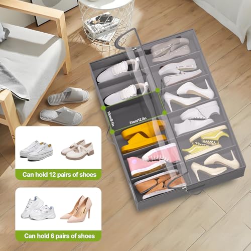 Under Bed Shoe Storage with Wheels, Fits 24 Pairs - Image 6