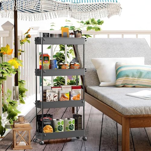 SPACEKEEPER Slim Rolling Storage Cart, 4 Tier Bathro | All Products - Image 8