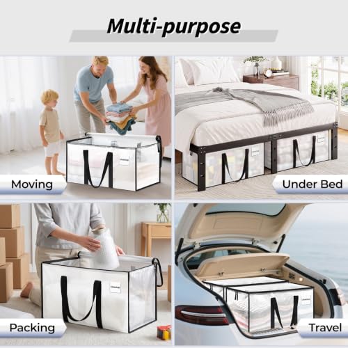 ukeetap 8 Pack Extra Large Clothes Storage Bins with Lids, Clear - Image 7
